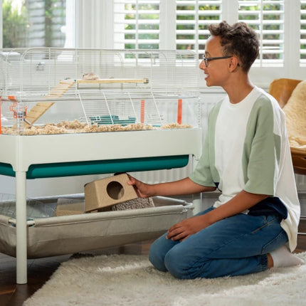 Ultra convenient Storage Basket helps keep your pet accessories close to hand beneath your Omlet Habitat Cage with Stand