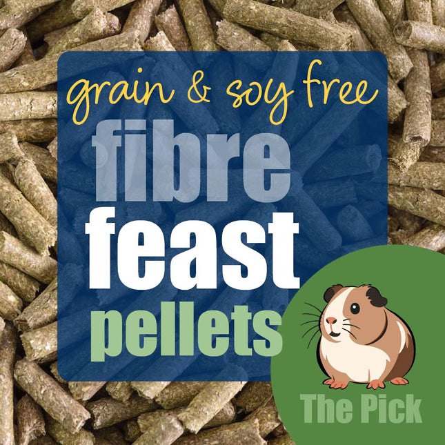 Grain and soy free Fiber Feast pellets for guinea pigs