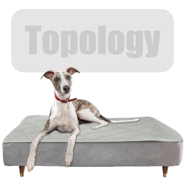 Topology luxury dog bed with zip on zip off customisable and machine washable Toppers