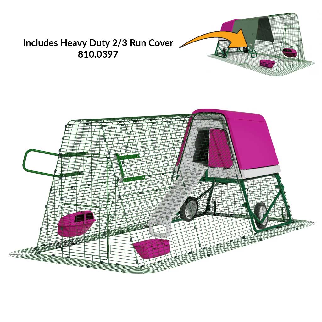 Purple Eglu Go UP Coop 3m run Wheels Handles Heavy Duty two-third cover 810-0397