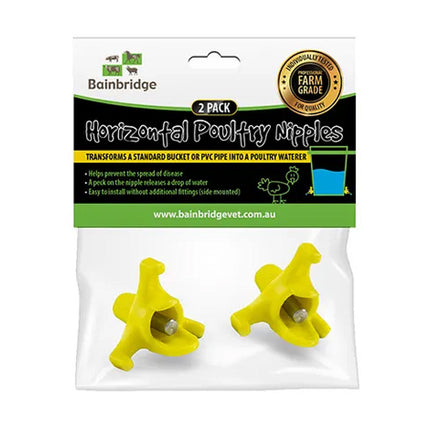 Horizontal nipple drinker - Yellow (2 pack)