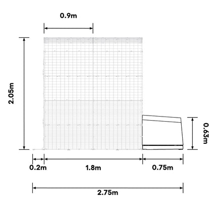 Dimensions of the Eglu Go House connected to a Walk-in Chicken Run Size B