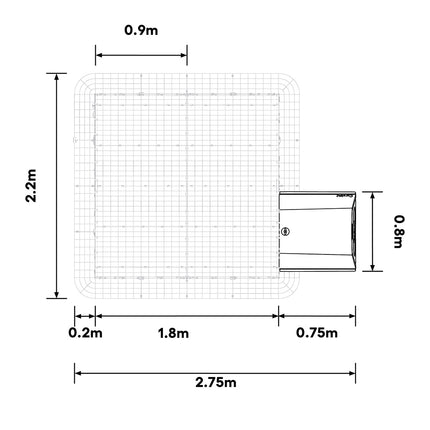 Dimensions of the Eglu Go House connected to a Walk-in Chicken Run Size B
