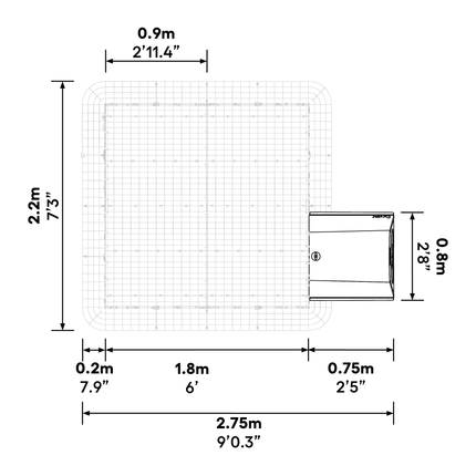Dimensions of the Eglu Go House connected to a Walk-in Chicken Run Size B