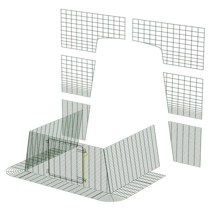 Dimensions of the Eglu Cube House Chicken Coop connected to a Walk-in Chicken Run Size B