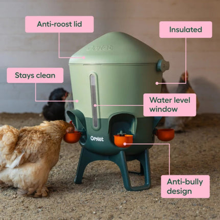 Omlet insulated chicken drinker unique features