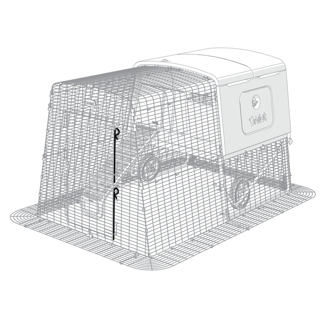 Diagram showing door pins in eglu cube