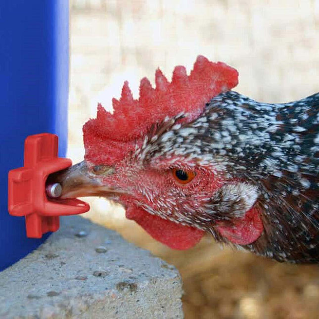 Horizontal (side mount) nipple drinker - Single (Red)