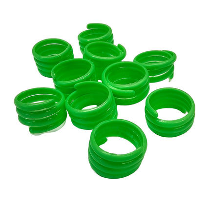 Lime green spiral leg bands for poultry 16mm