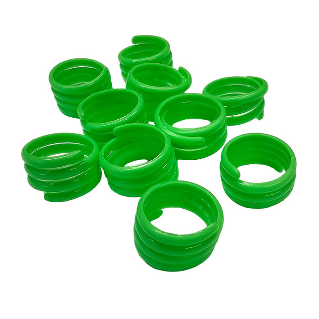 Lime green spiral leg bands for poultry 16mm