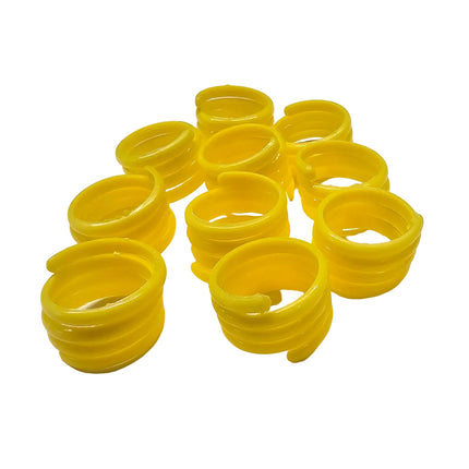 10 yellow spiral leg bands for poultry 16mm