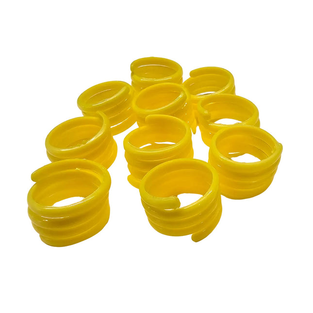 10 yellow spiral leg bands for poultry 16mm