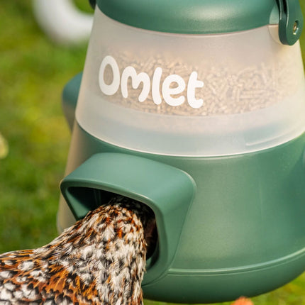 The leg base of Omlet's no waste chicken feeder is sturdy for your chickens to feed from