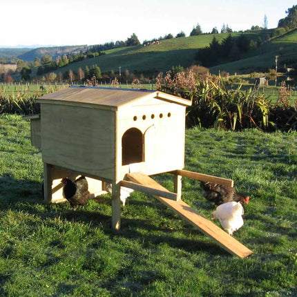 Wheelbarrow Hen House with hens