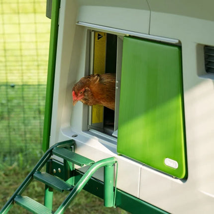 The Omlet autodoor safety sensors prevent the door from closing on your chickens