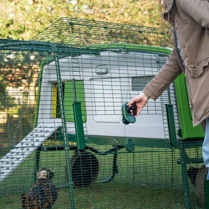 Omlet easy access run door fitted on the eglu pro chicken coop run