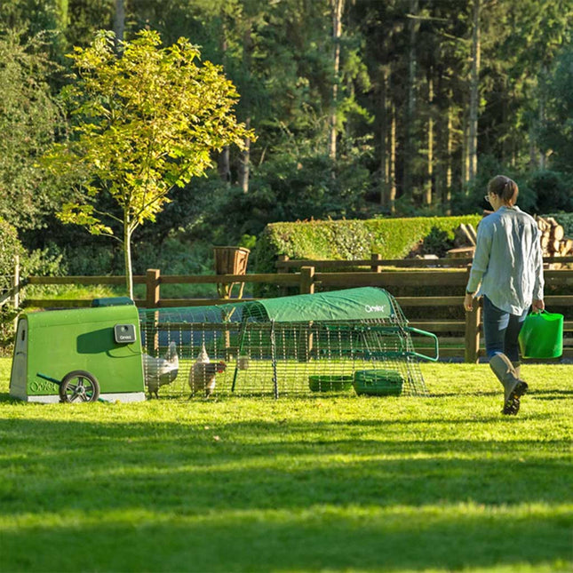 Smart auitodoor fitted to Omlet Eglu Go chicken coop with run