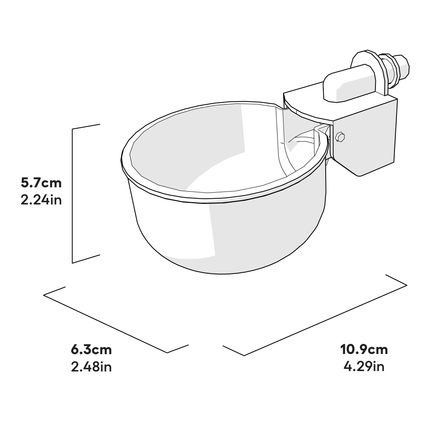Dimensions of an Omlet autofill cup drinker